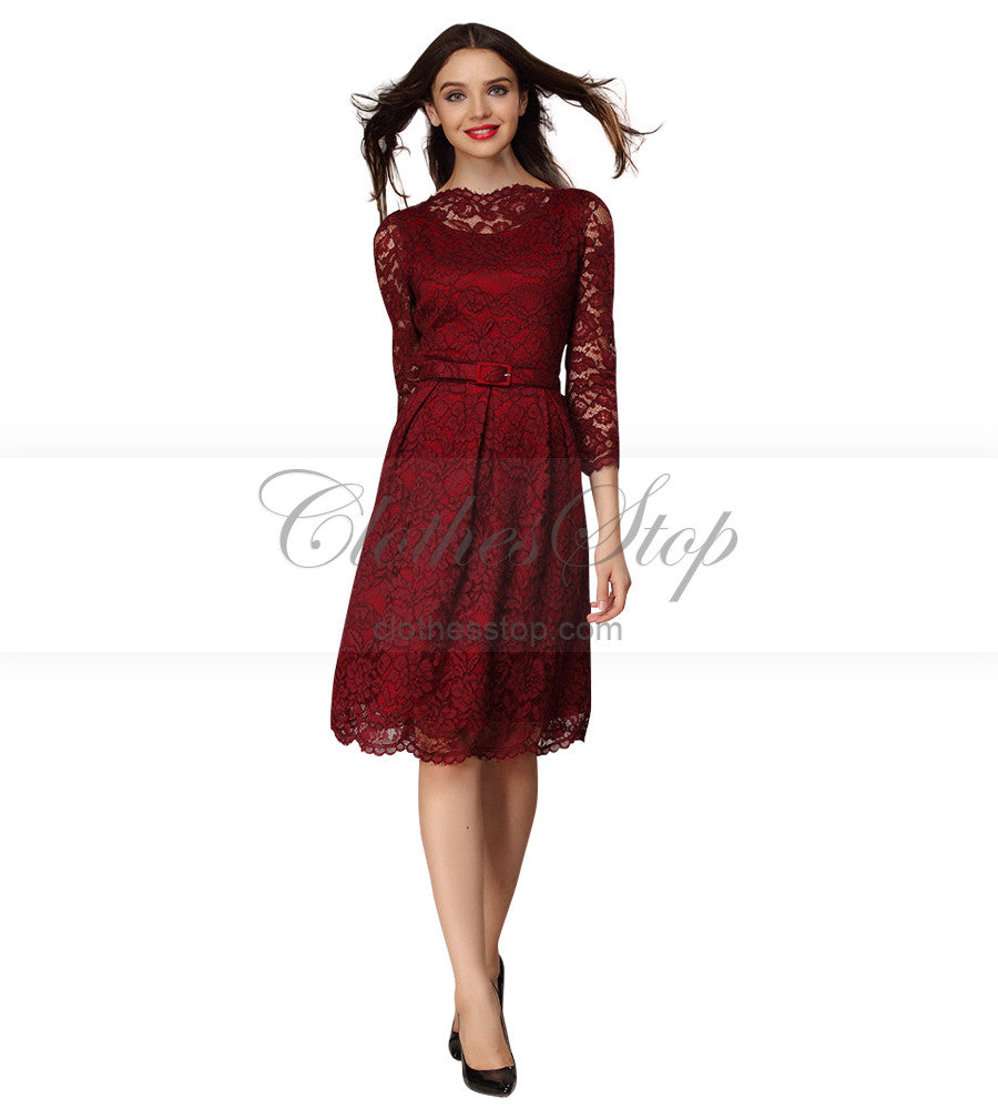 knee length lace dress