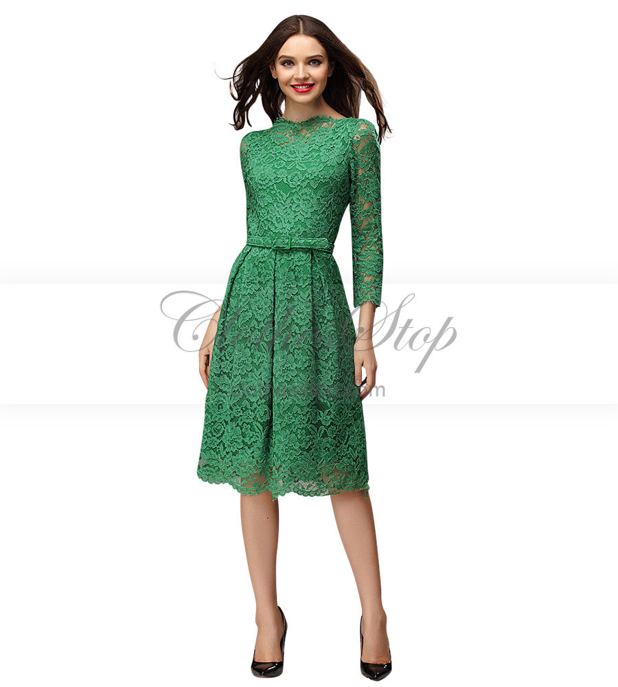 green full length dress