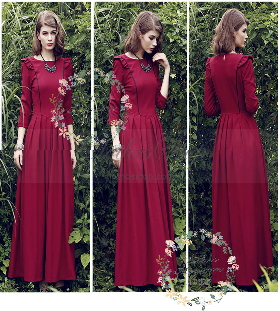 red wine maxi dress