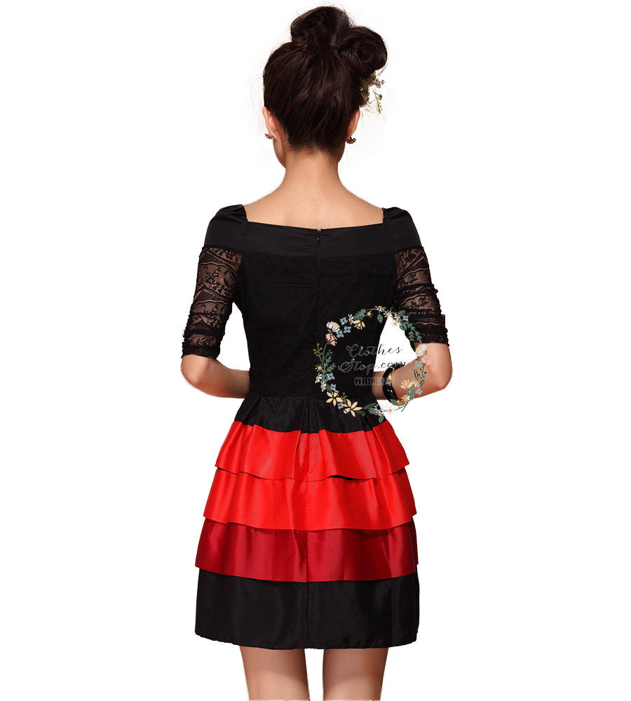 black lace chiffon dress