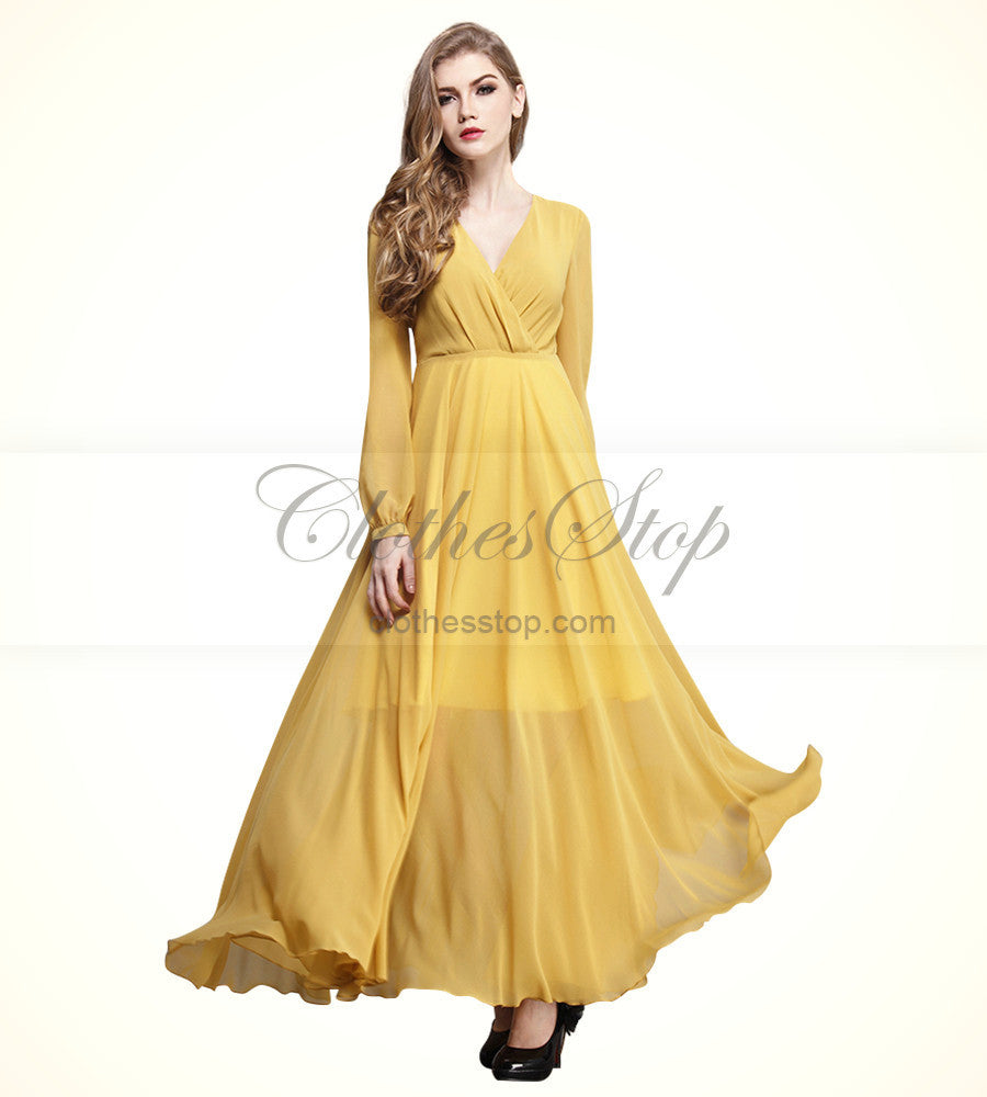 yellow bohemian maxi dress