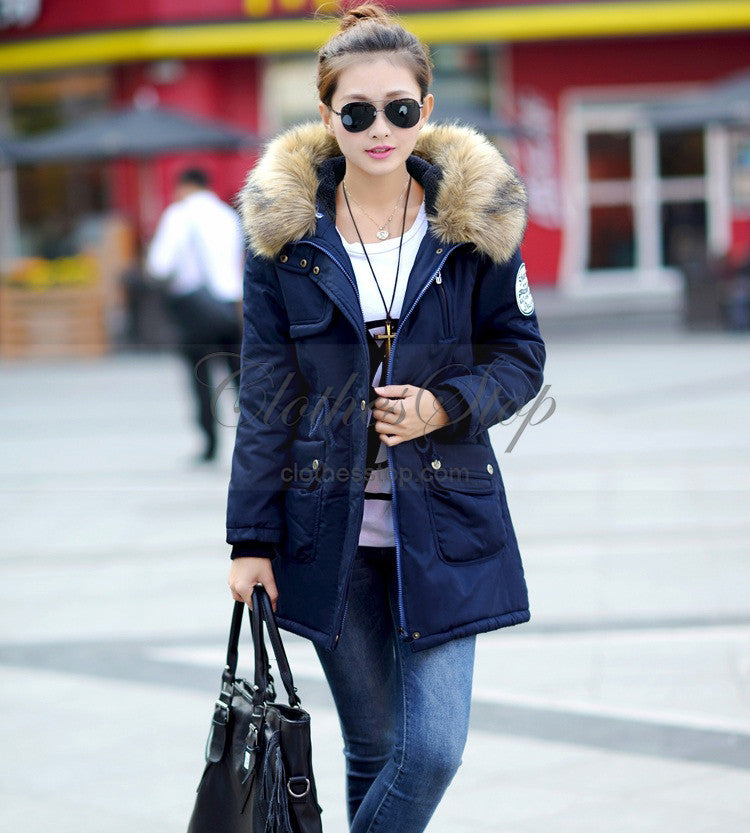 Women's Blue Winter Hoodie Coat | ClothesStop - Clothesstop.com