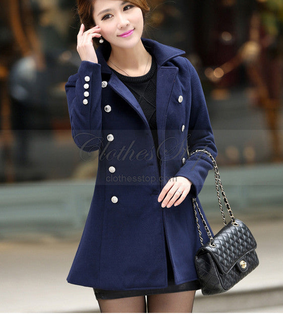 Women's Black Coat Double Breasted | ClothesStop - Clothesstop.com