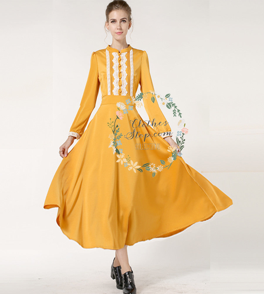 yellow white maxi dress