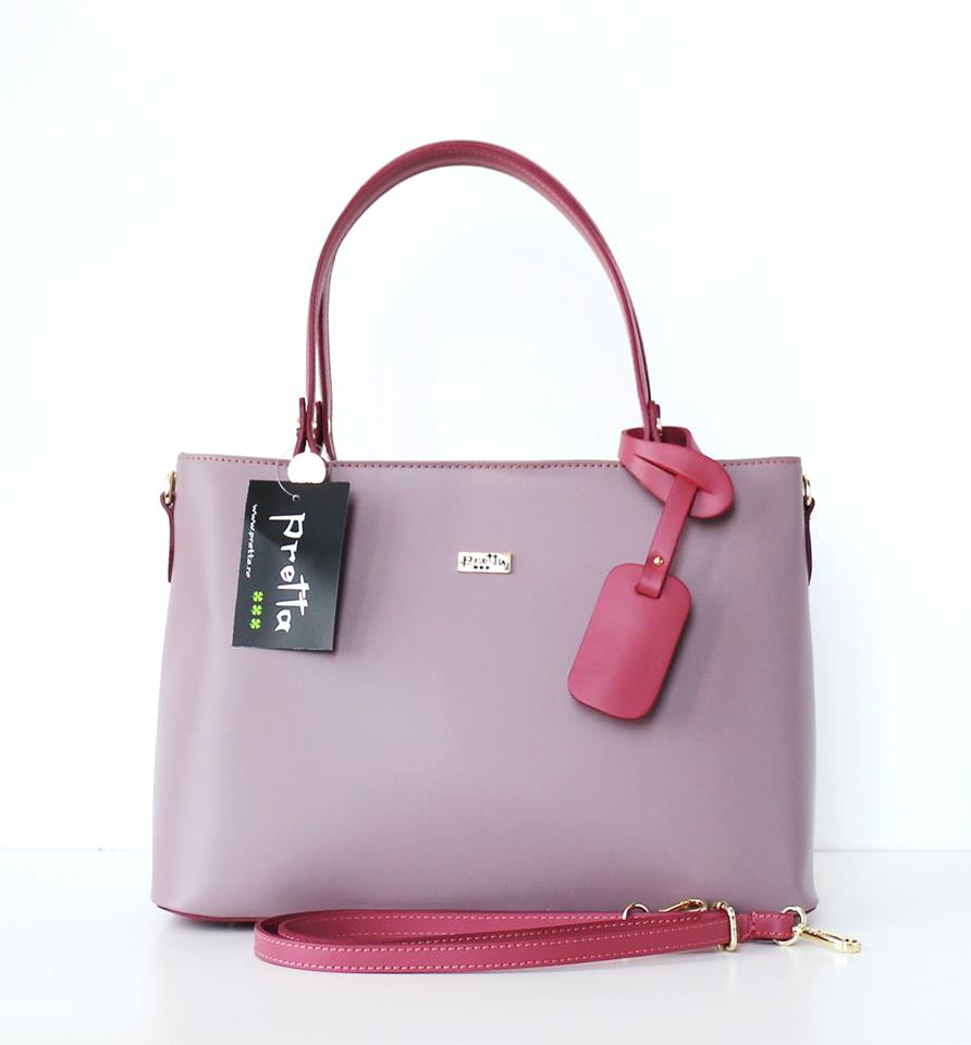 Geanta Piele, Model Pretta- 8154 Lila-Rosa