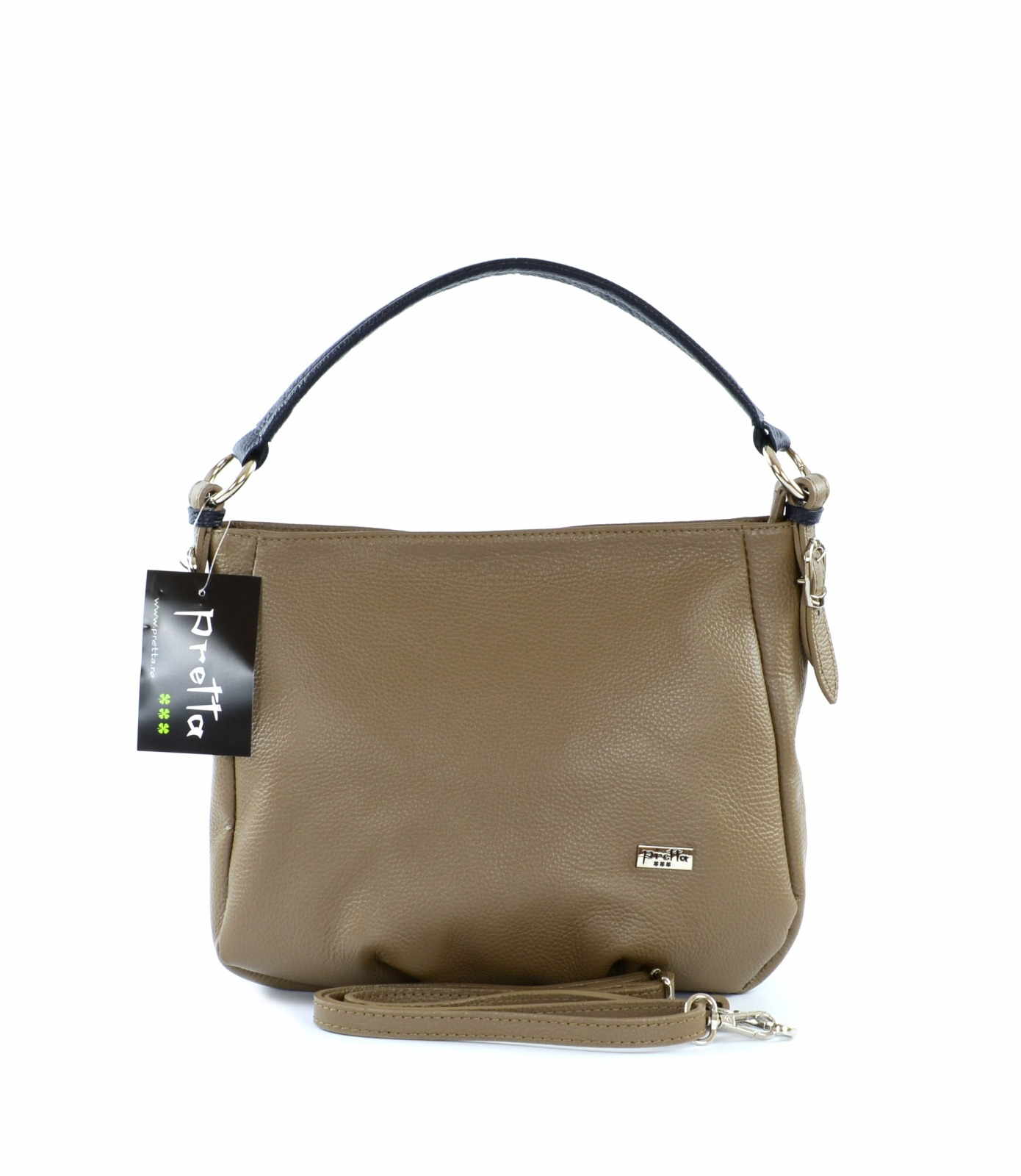 Geanta Piele, Model Pretta- 817 Taupe- Bleumarin