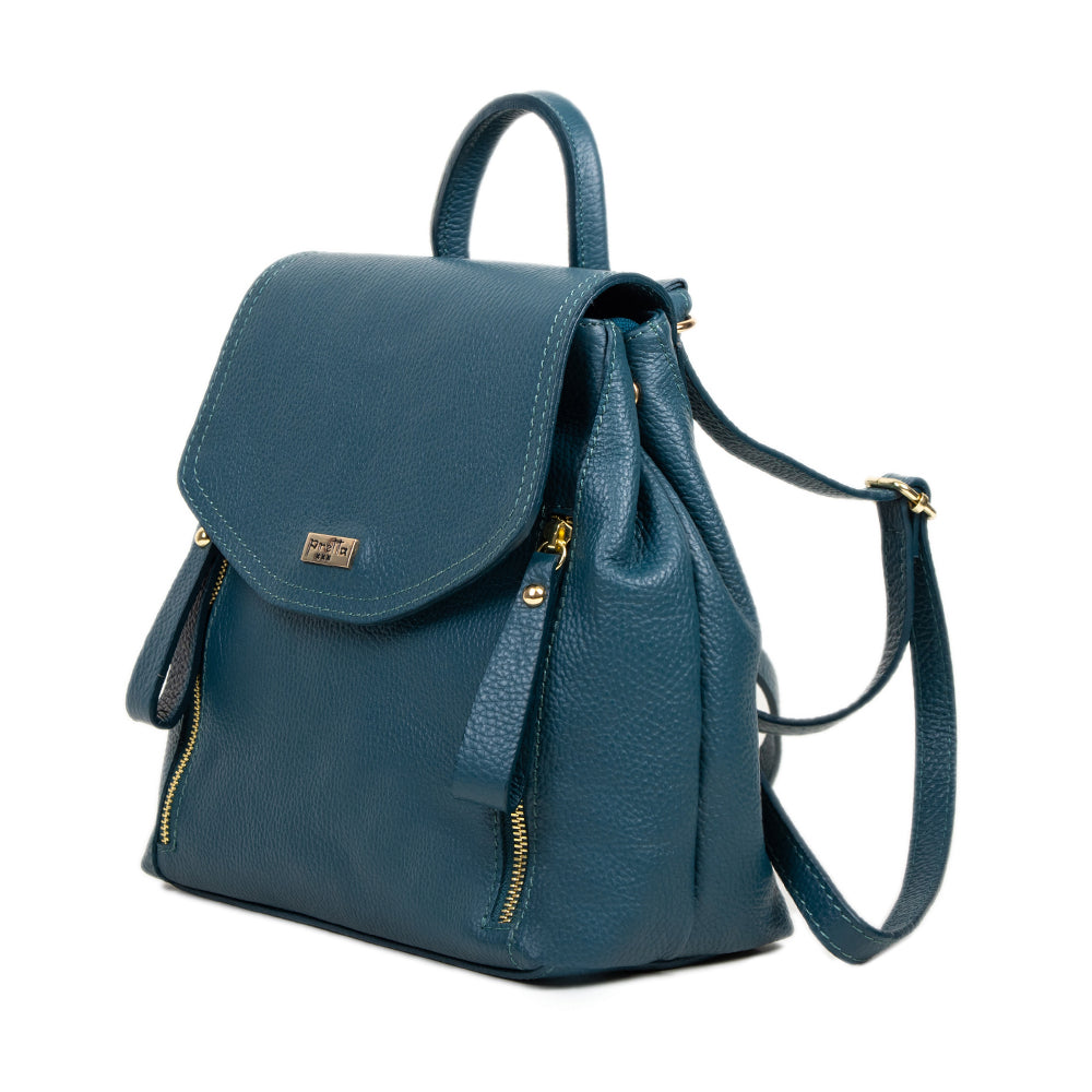 Rucsac Piele, Model Pretta- 8410 Verde Petrol