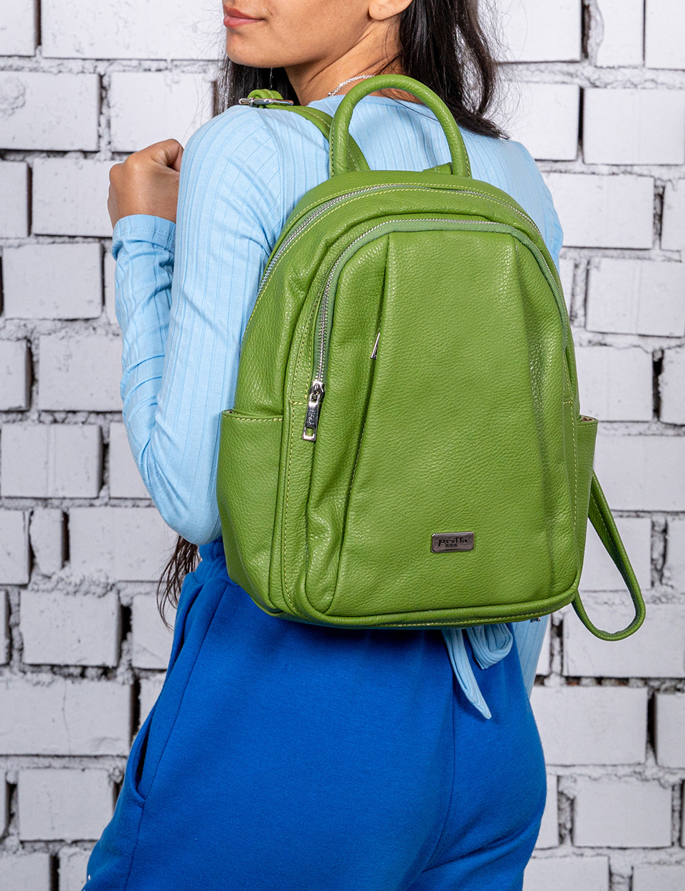 Rucsac din Piele, Model Pretta -868 Verde Crud