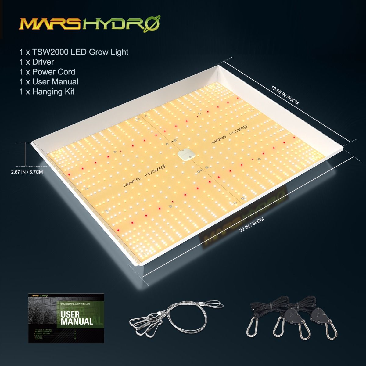 MARS HYDRO TSW 2000 フルスペクトル300W調光可能LED育成ライト | LED企画