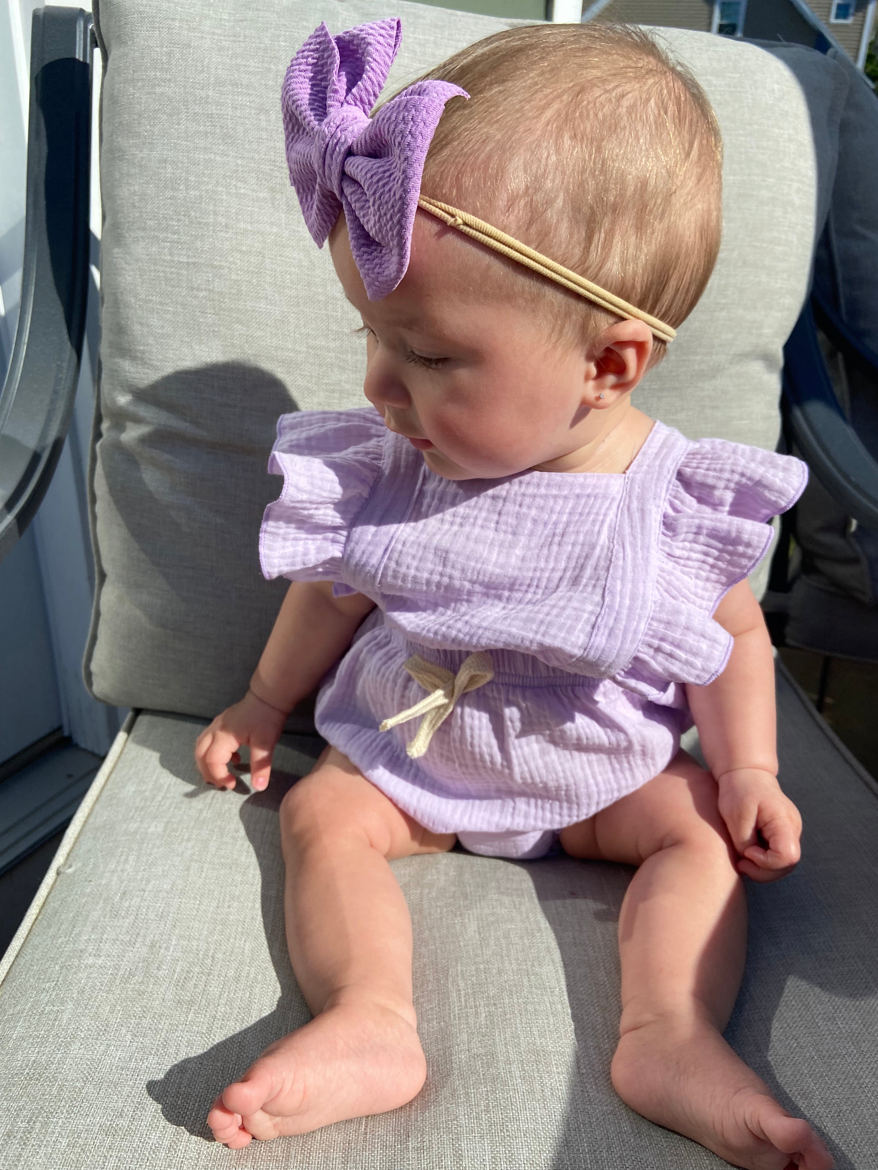Summer lilac baby girl romper