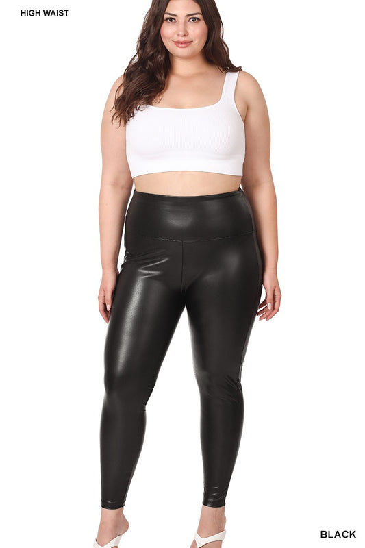 vegan leather wide leg pants-curvy – RI Boutique