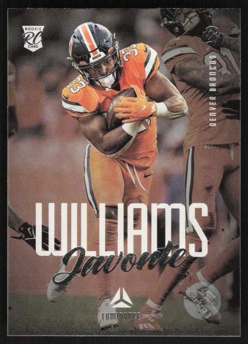 Javonte Williams 2021 Panini Chronicles Luminance # 219 RC Denver Bron -  Collectible Craze America