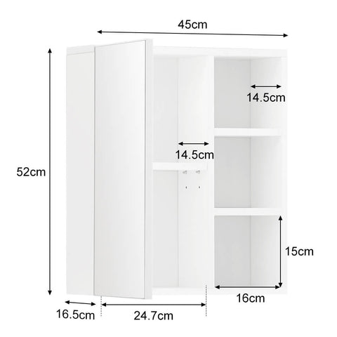 Weißer Wandspiegelschrank Badezimmer [ 1 Tür ]
