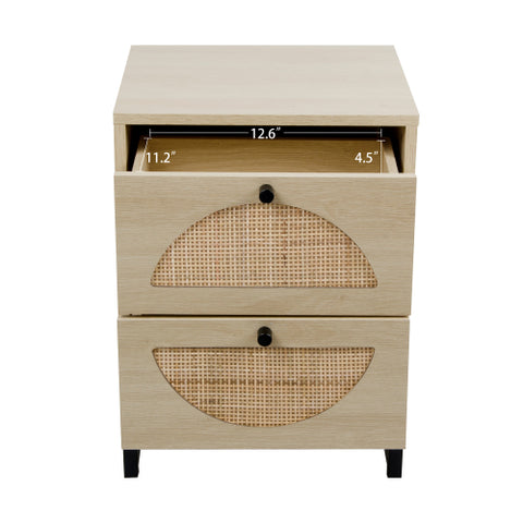 Ratten Side table with 2 Drawer