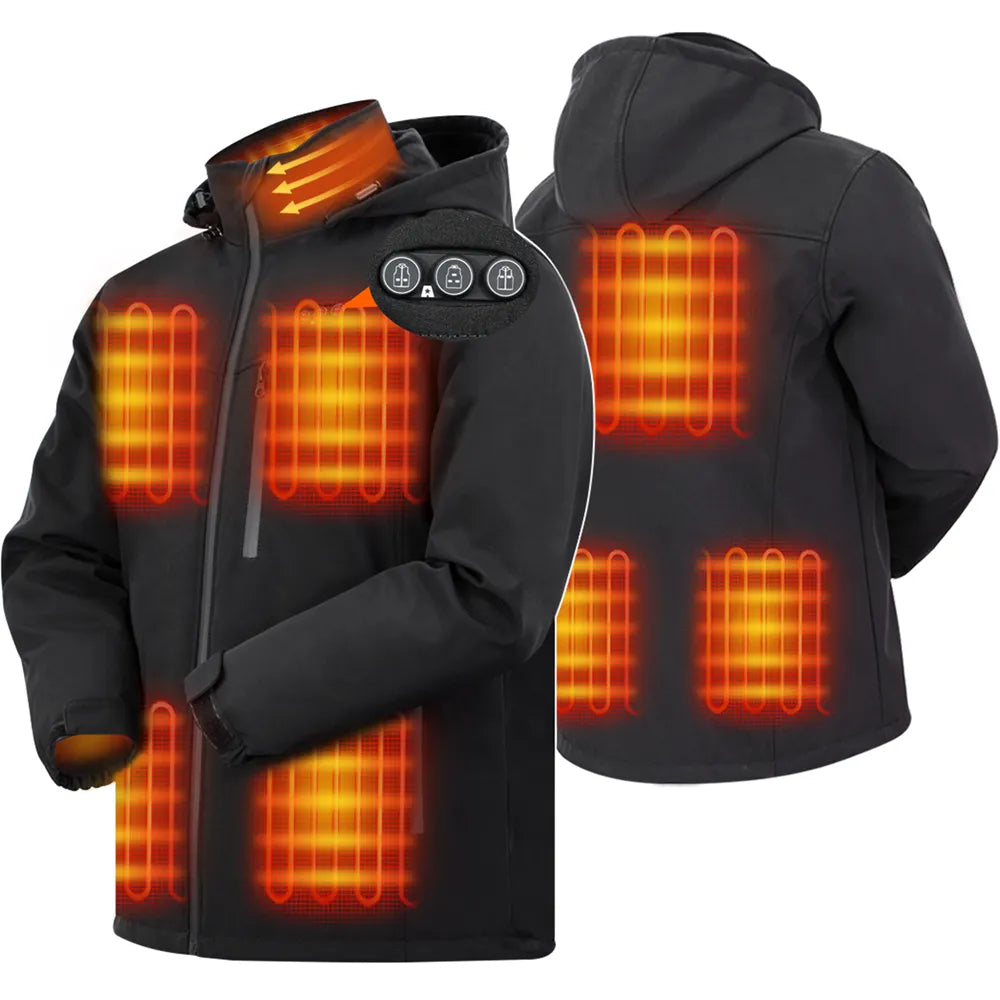 ARRIS Heated Jacket for Men, Electric Warm Heating Coat with 7.4V Rechargable Battery/8 Heating Areas/Phone Charging Port