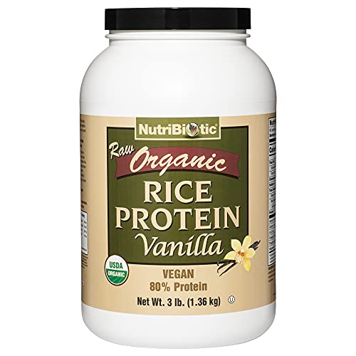 NutriBiotic Certified Organic Rice Protein Vanilla, 3 Lb. | Low Carbohydrate Vegan Protein Powder | Raw, Certified Kosher & Keto Friendly | Made without Chemicals, GMOs & Gluten | Easy to Digest