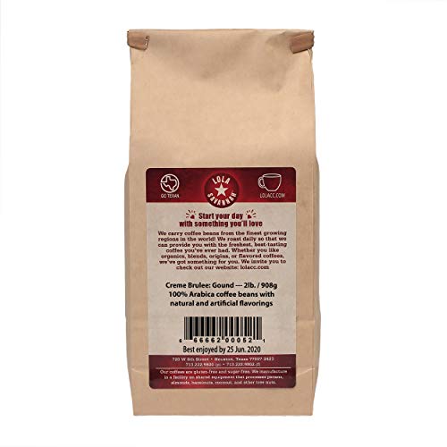 Lola Savannah Crme Brule Ground Coffee - Flavored Arabica Beans with Luscious Vanilla Custard & Caramel | Decaf | 2lb Bag