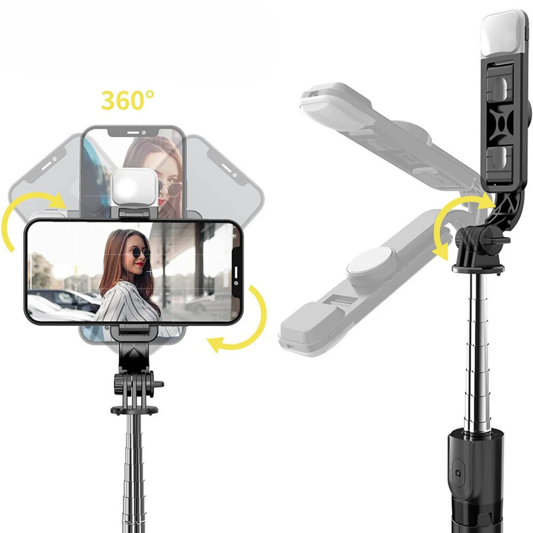 Bastão de Selfie com Tripé e LED - SelfieClick Pro praticitech.com.br