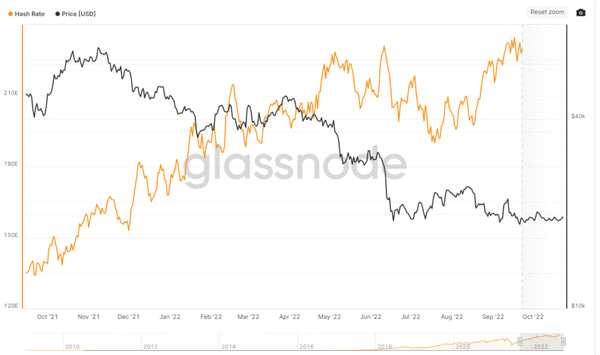 Bitcoin price vs. hash rate