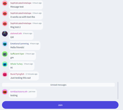 Grill.chat interface showing .eth names. Source: Grill.chat