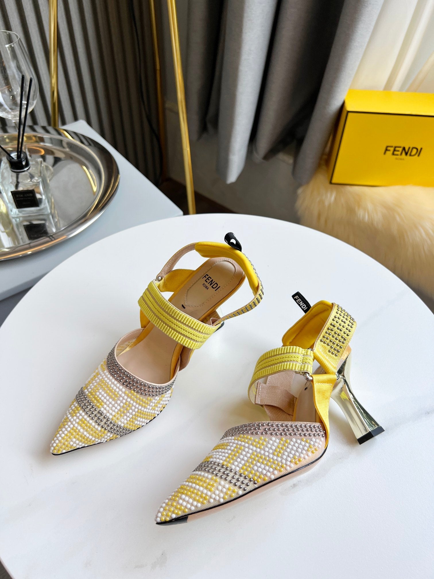FENDI 2022 Fashion Trending Leather Women High Heels Shoes Women Sandals Heel supermaket 5210wk