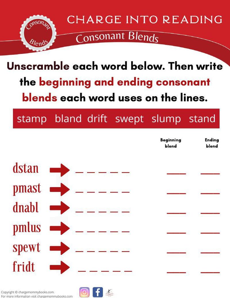 Consonant Blends Word Scramble