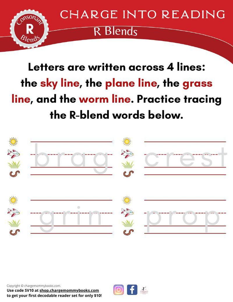 R Blends Letter Formation