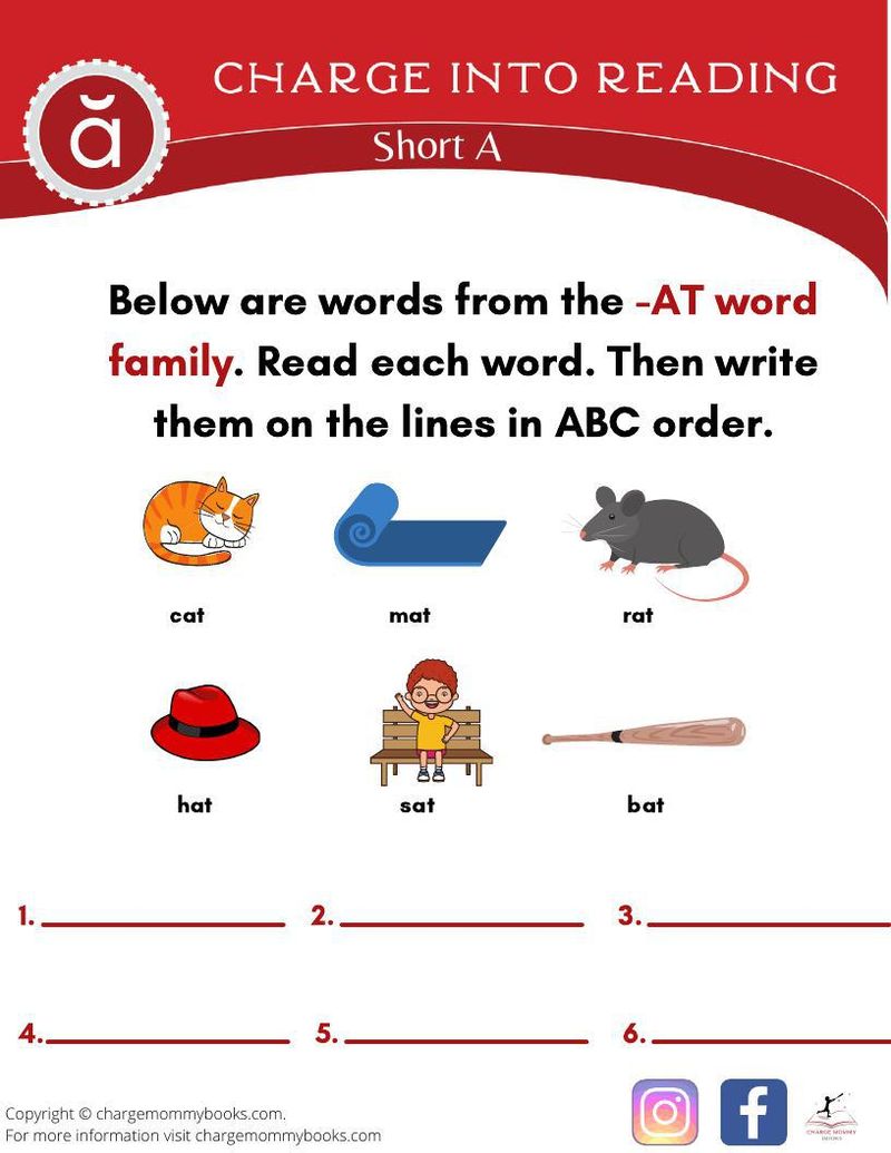 an image of a downloadable short a words activity