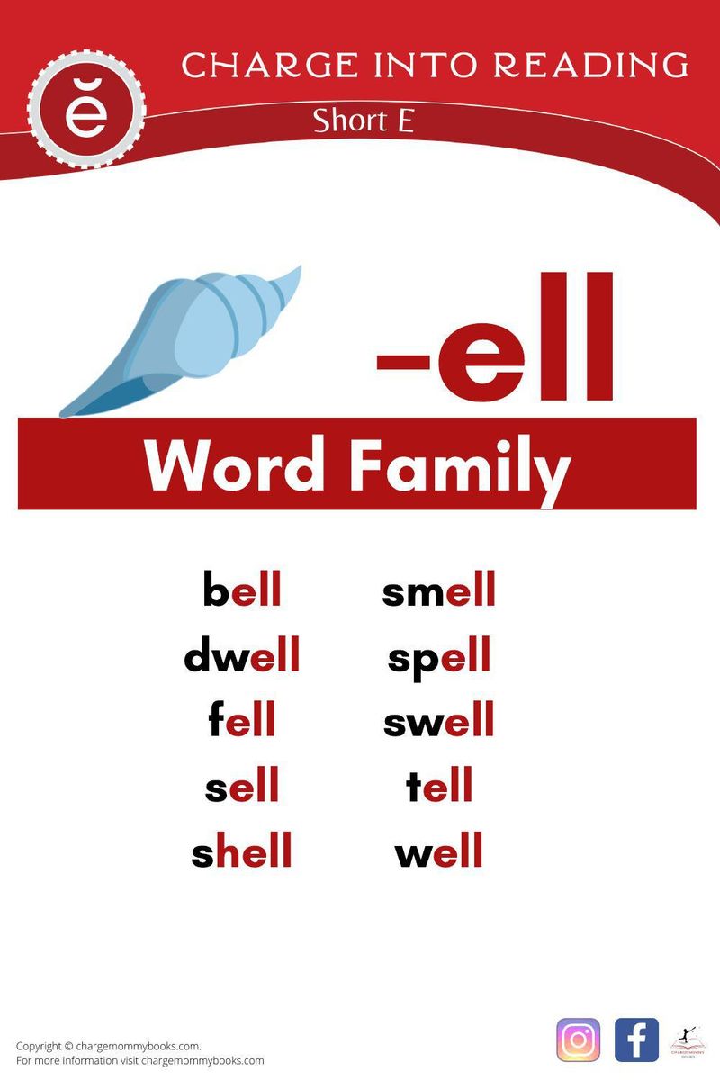 a list of short E words in the -ell word family