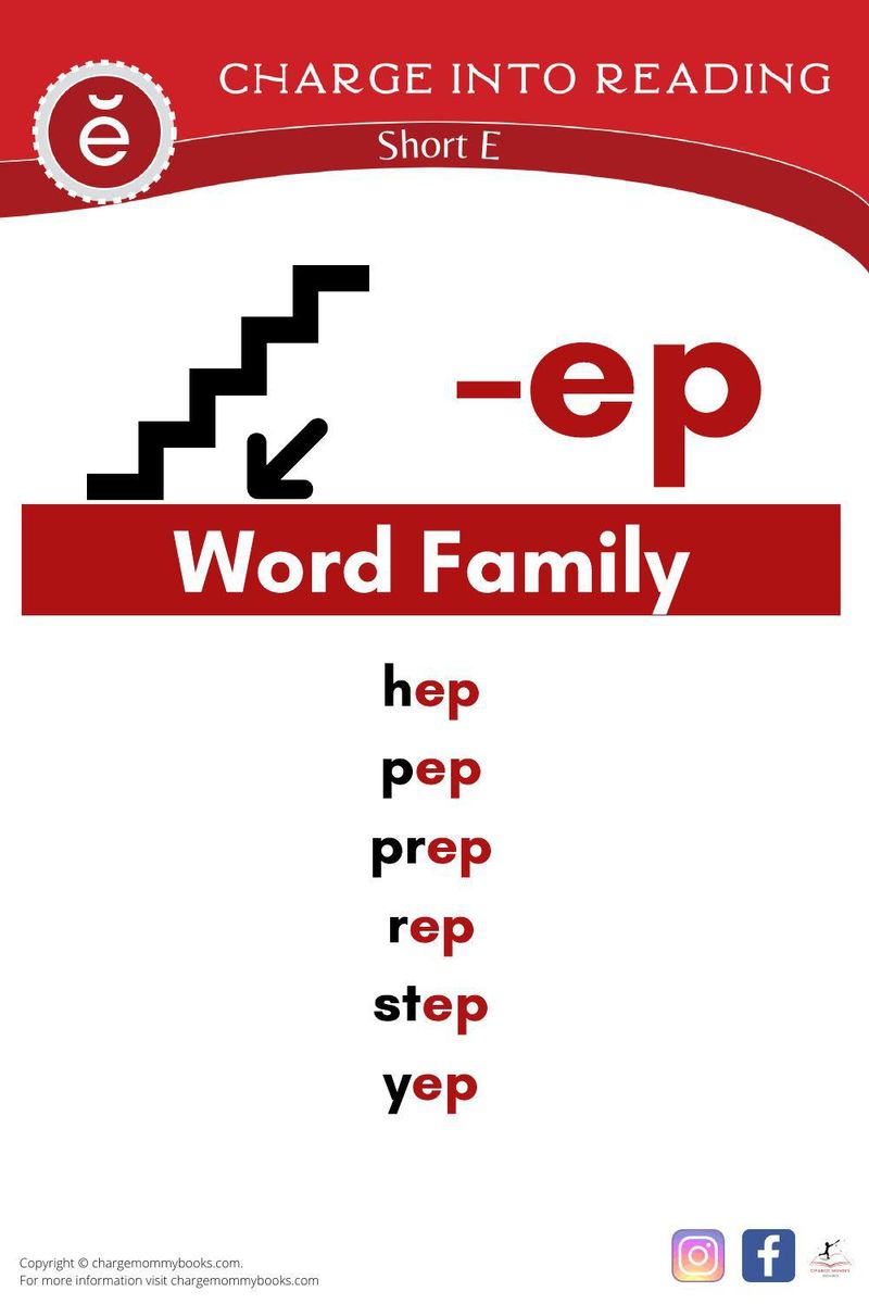 a list of short E words in the -ep word family