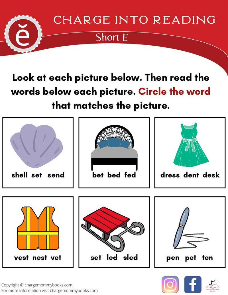 An image of a short e words activity