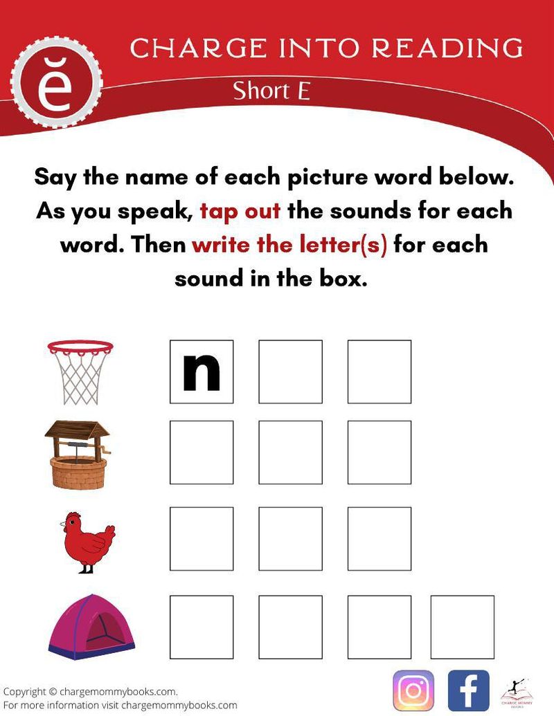 An image of a short e words activity