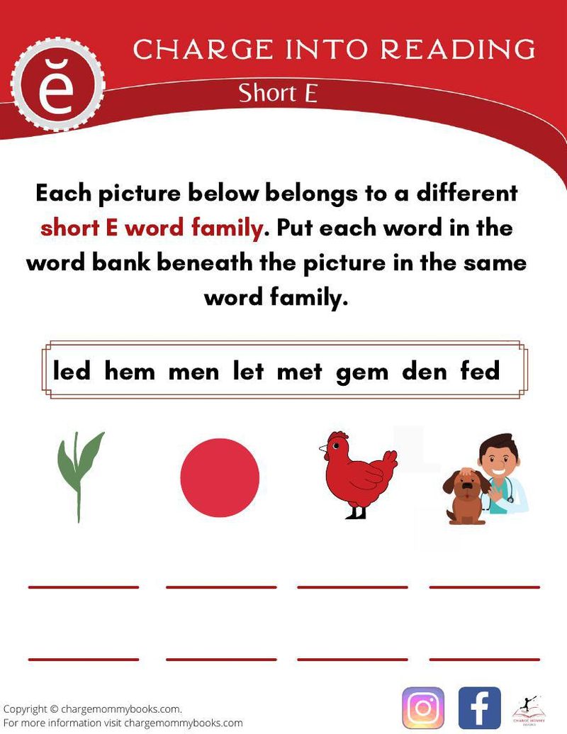 An image of a short e words activity