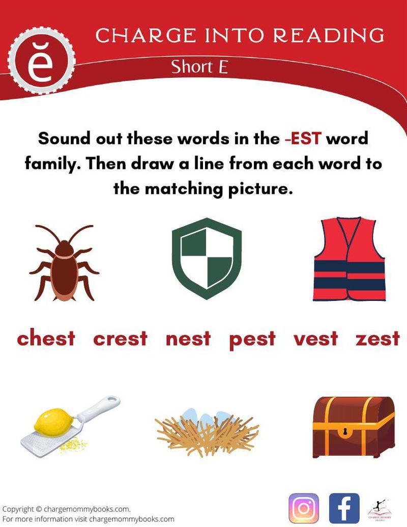 An image of a short e words activity