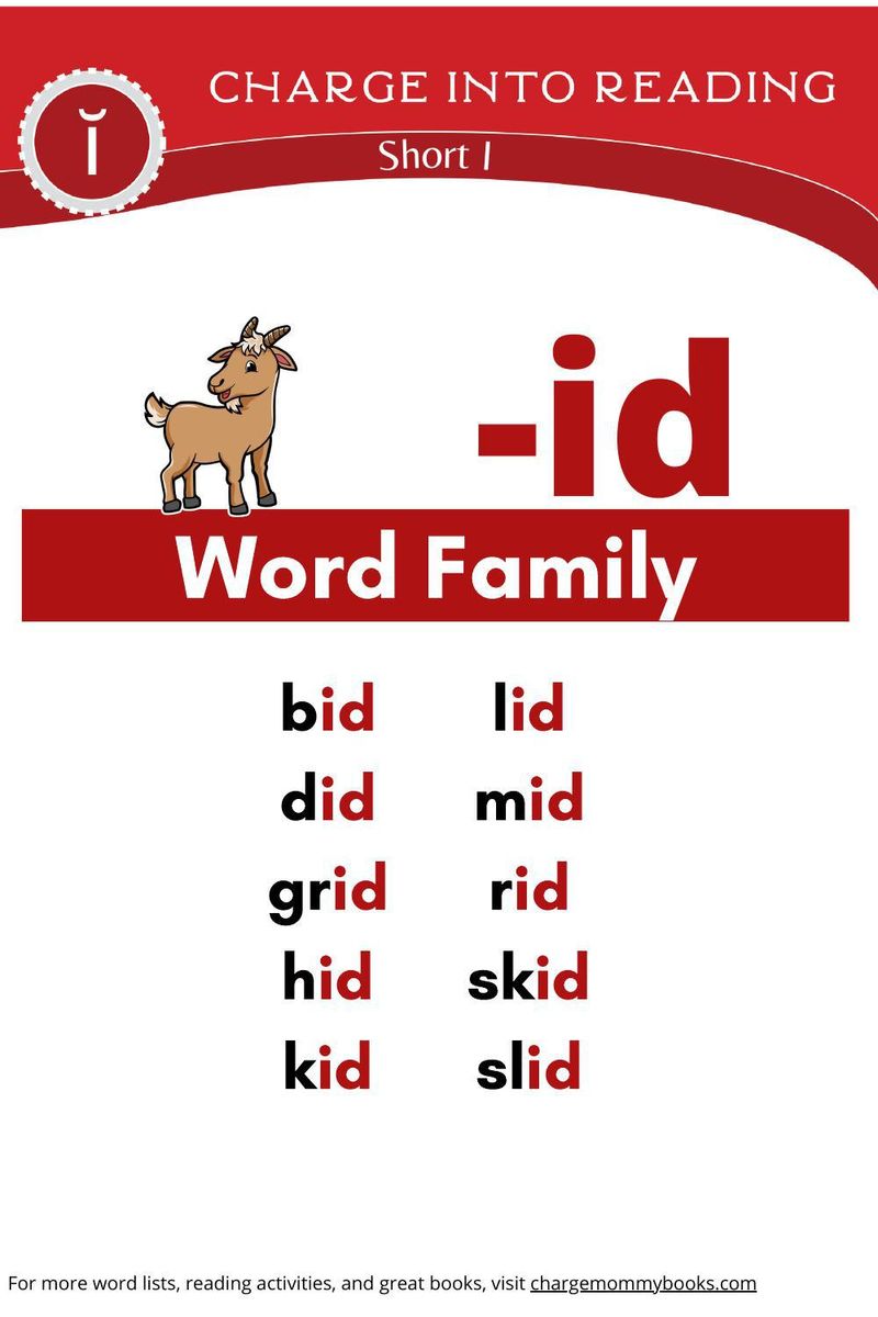 an image of the short I word family -id