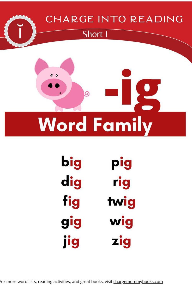 an image of the short I word family -ig