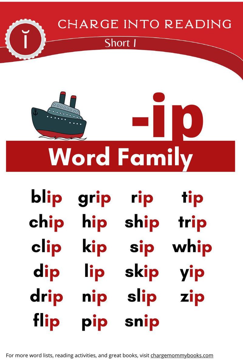 an image of the short I word family -ip