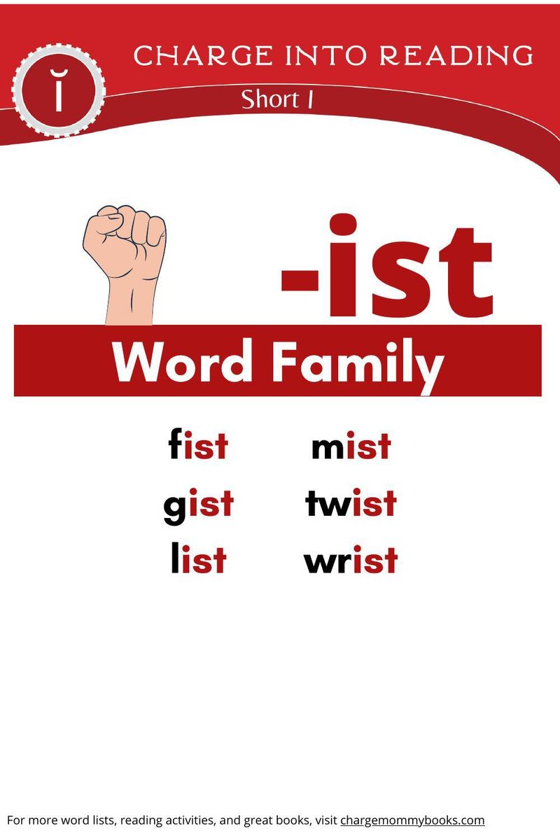 an image of the short I word family -ist