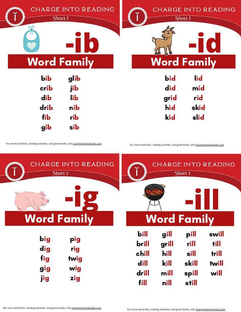 a downloadable list of short i word families