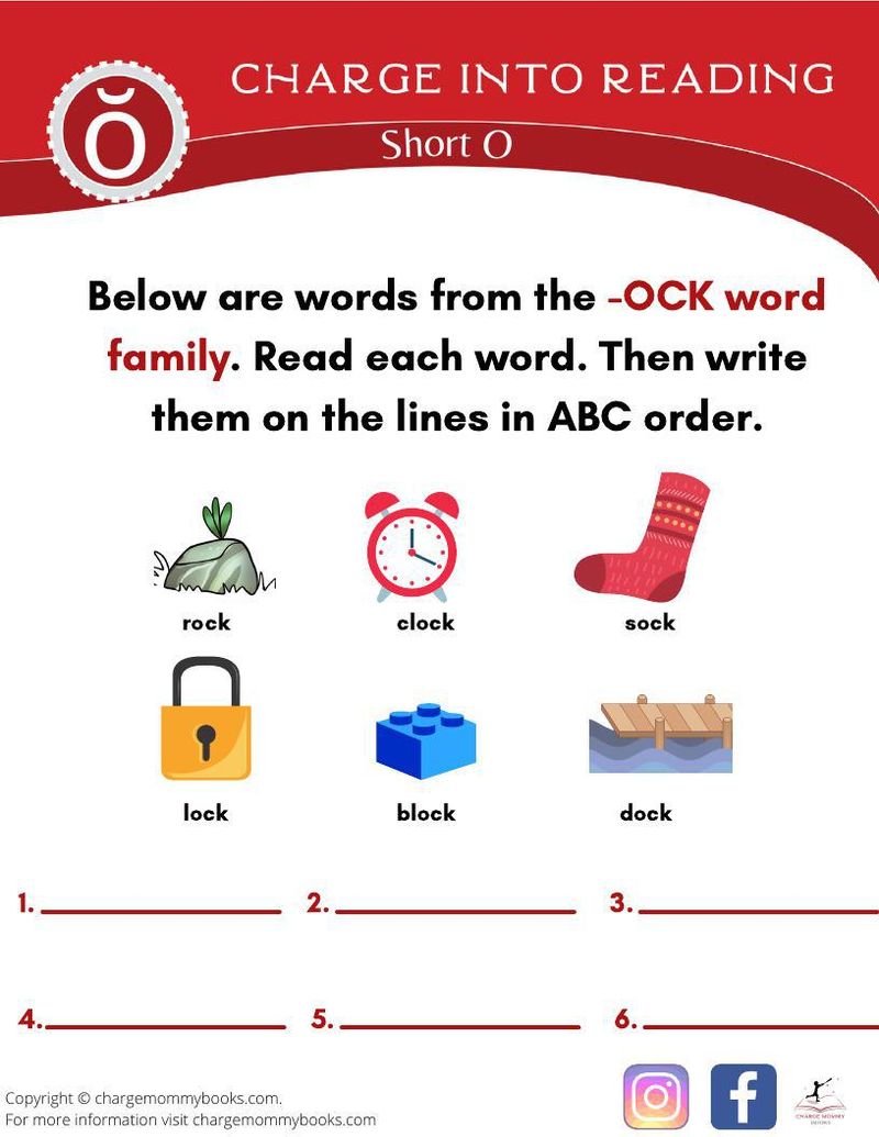 An image of a short o words activity