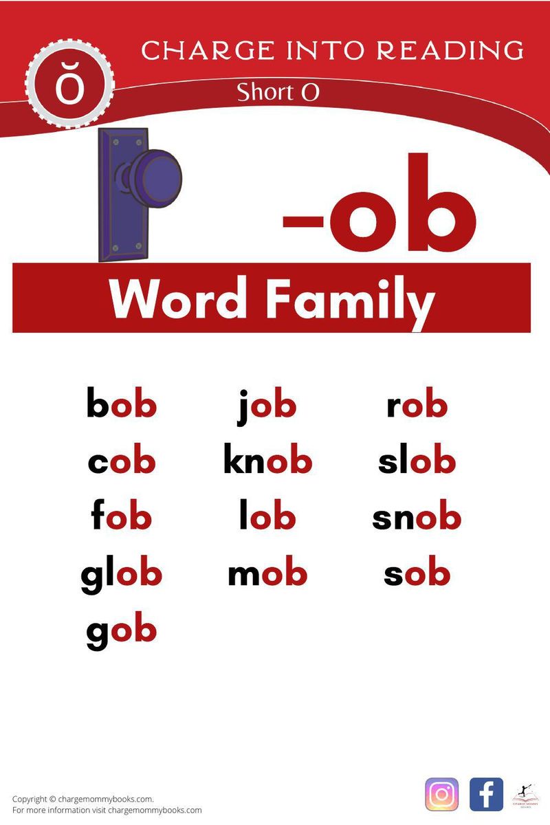 An image showing the short -ob word family