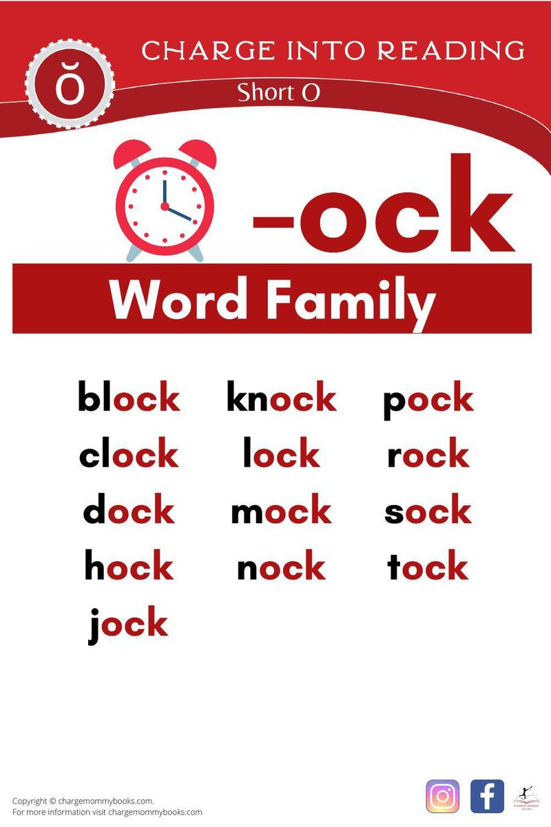 An image showing the short -ock word family