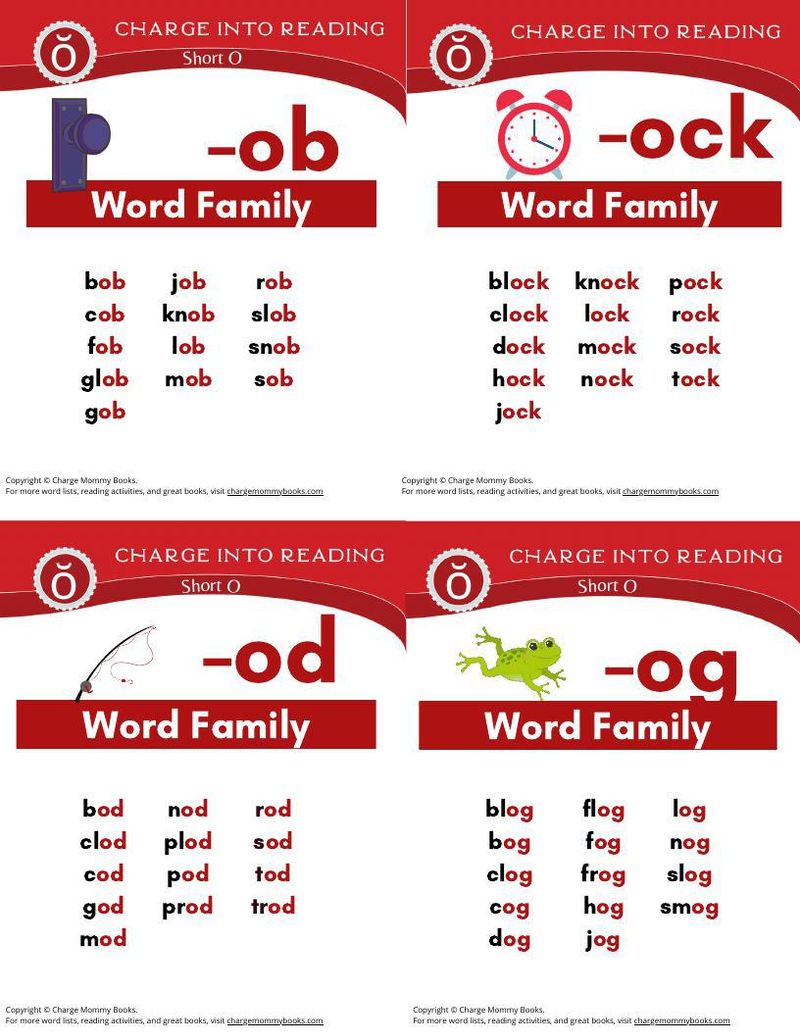 a downloadable list of short o word families