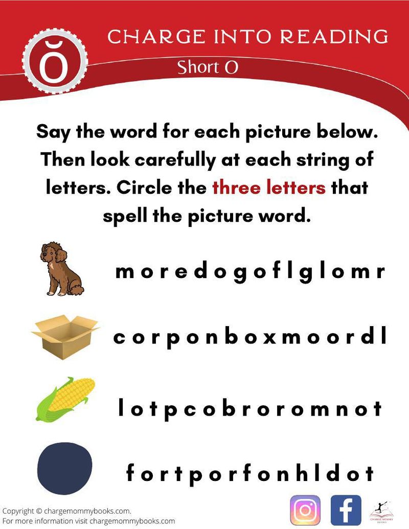 An image of a short o words activity