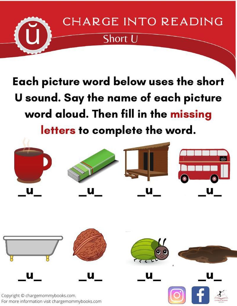 An image of a short u words activity