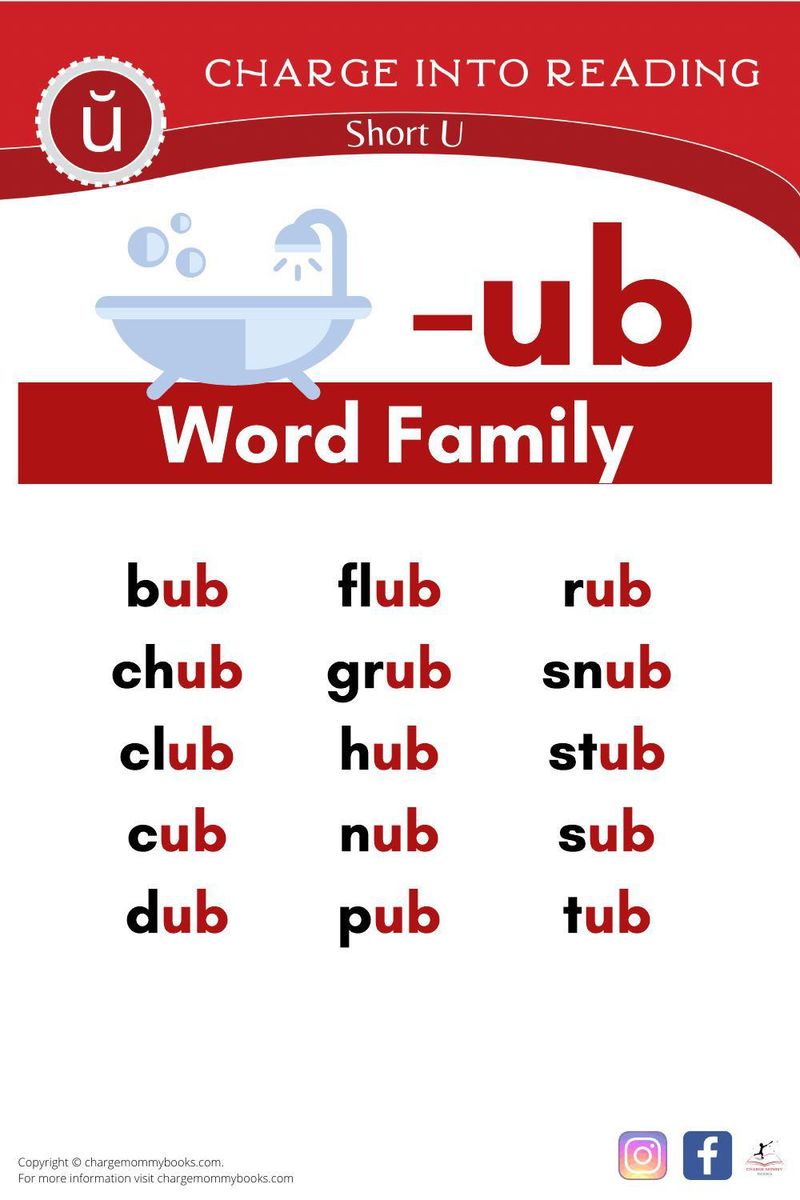 An image showing the short U -ub word familiy