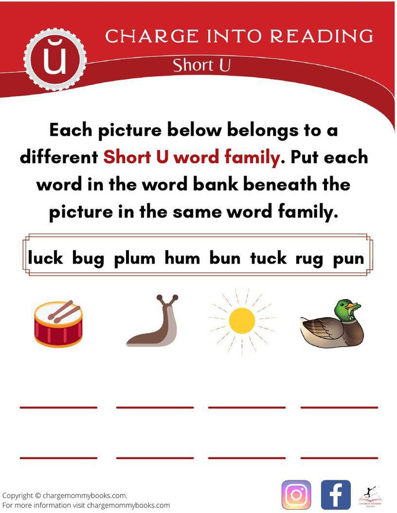 An image of a short u words activity