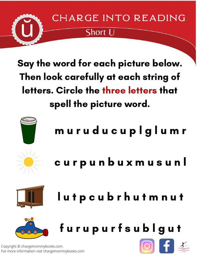 An image of a short u words activity