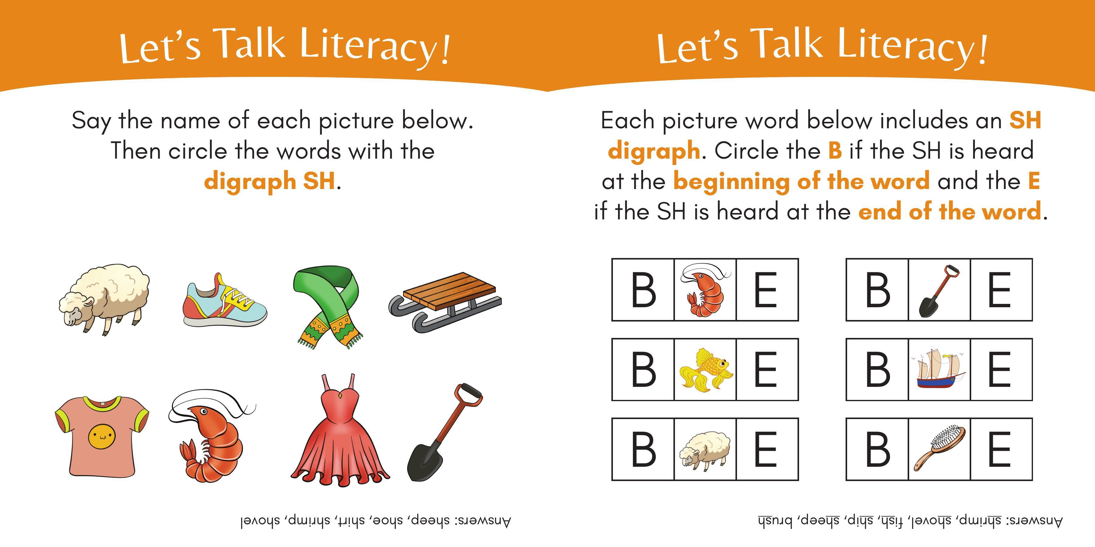 A sample literacy activity page from Charge into Reading: Wish Fish: SH Decodable Book