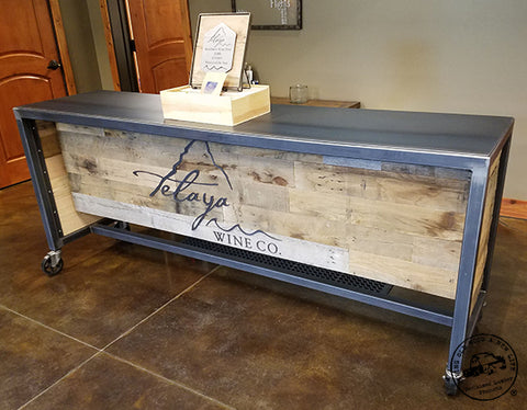hostess station from reclaimed wood at restaurant